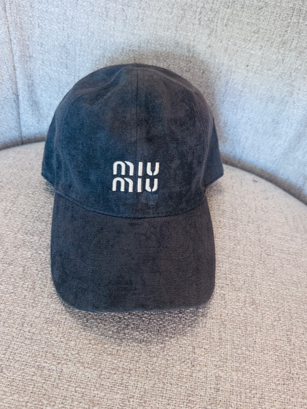 Miu Miu Black Suede Logo Baseball Cap - Unisex Accessories